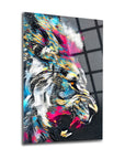 Vibrant Morlu Aslan Cam Tablo featuring a colorful lion design, ideal for modern decor and art lovers.