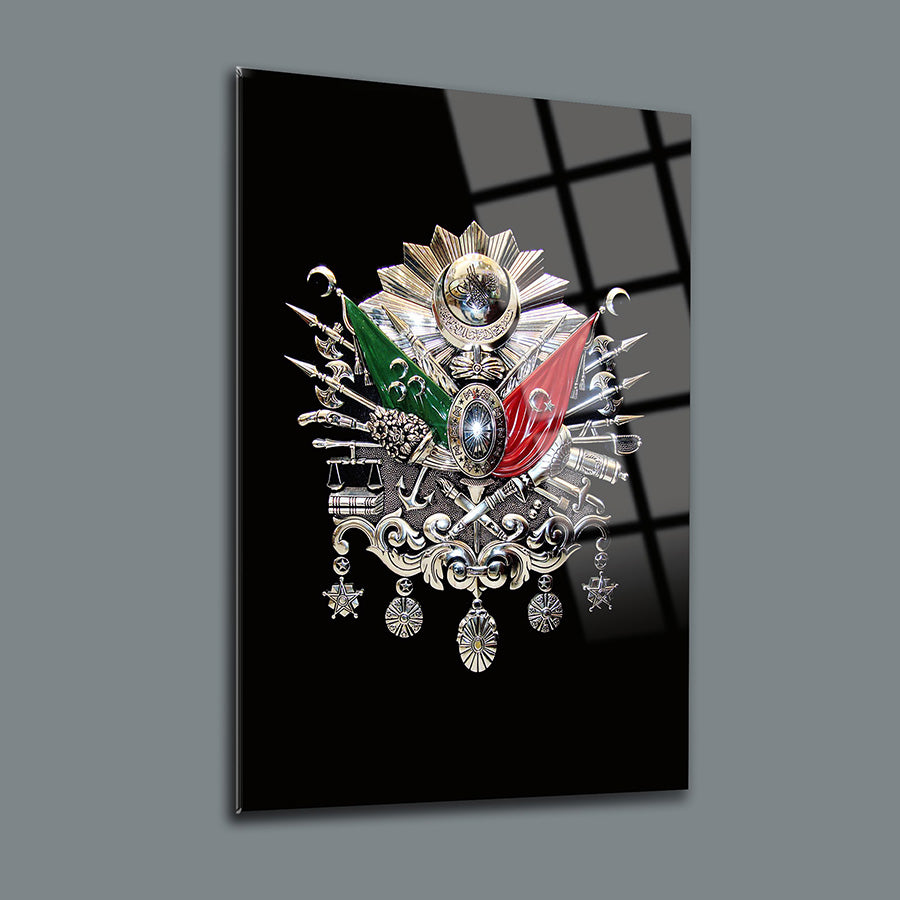 Osmanlı Tuğrası 2 Cam Tablo, şık tasarım ve yüksek kaliteli temper cam ile üretilmiştir.