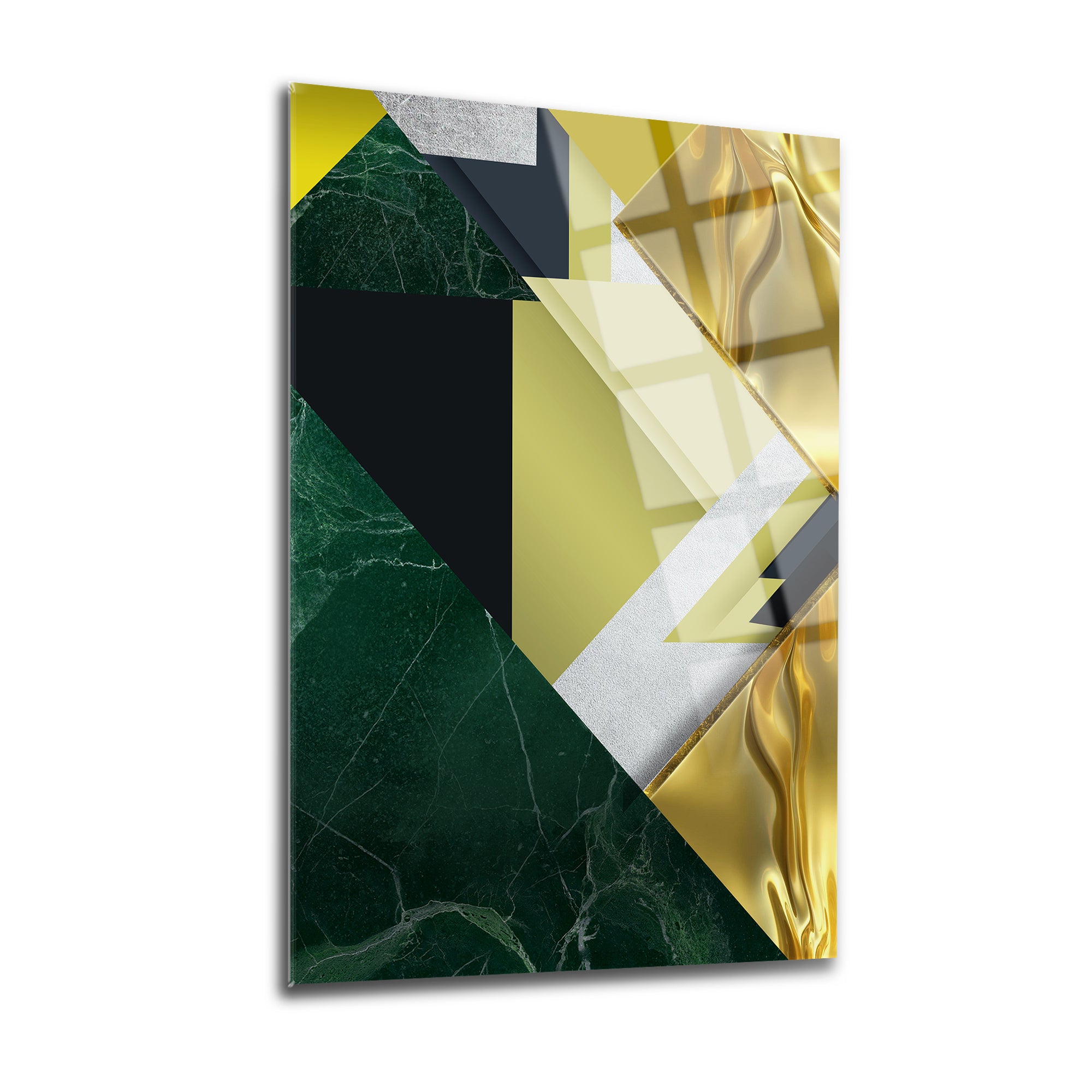 Zümrüt Mermer Cam Tablo, modern ve şık tasarım, UV baskı teknolojisi ile özel hazırlanmış.