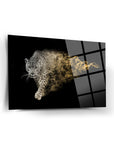 Duman Leoparı Cam Tablo, UV baskı ile tasarlanmış, 4 mm temperli cam, modern dekor için şık sanat eseri.