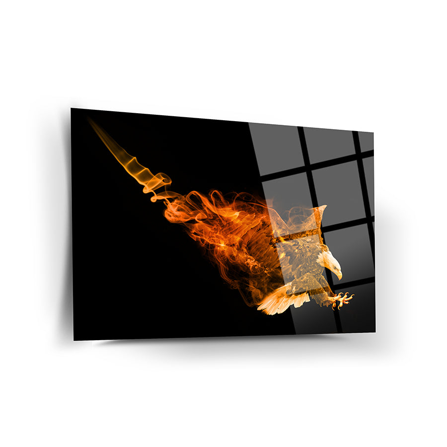 Duman Kartalı cam tablo, 4 mm kalınlığında yüksek kaliteli temperli cam ile özel tasarım.