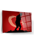 Atatürk Kocatepe Cam Tablo with Turkish flag design, high-quality tempered glass art piece for decoration.