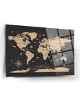 Eski Dünya Haritası 2 Cam Tablo, şık tasarımıyla ev dekorasyonuna zarif bir dokunuş.