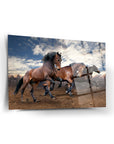 Arap Atları temalı cam tablo, yüksek kaliteli UV baskı ile tasarlanmış, şıklık katıyor.