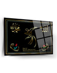 SRD Concept Semazen 1 Cam Tablo with gold design and religious motifs on black glass surface.