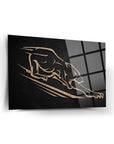 Puma Cam Tablo featuring a sleek panther design on tempered glass with a contemporary backdrop.