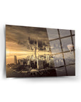 Ters Şehir Cam Tablo, UV baskılı, yüksek kaliteli 4 mm temperli camdan yapılmıştır, modern iç mekan dekorasyonu.