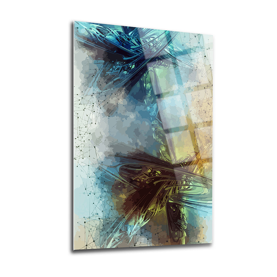 Soyut desenli 3'lü cam tablo, modern tasarım ve dayanıklı UV baskı ile üretilmiştir. Kaliteli temperli cam.