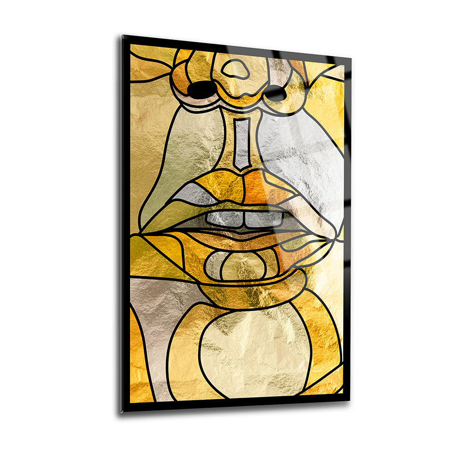 Duvardan Yüzler 3'lü Set Cam Tablo, modern sanat, temperli cam, şık tasarım, UV baskı ile hazırlanmış.