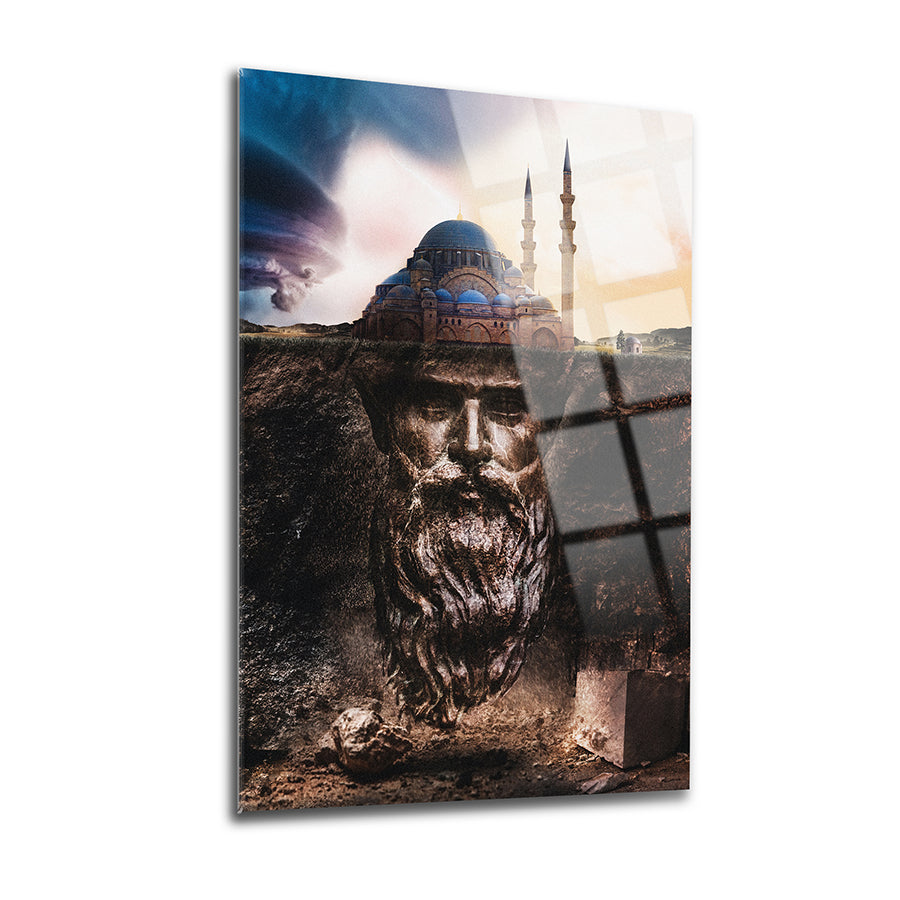 Mimar Sinan 1 Cam Tablo, 4 mm kalınlığında temperli cam, özel tasarım UV baskı ile yapılmış sanatsal eser.