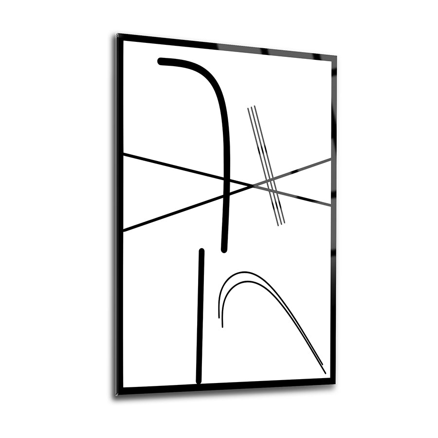 Soyut Desen-6 modern cam tablonun minimalist çizgileri ve tasarımıyla iç mekan dekorasyonu için şık bir parça.