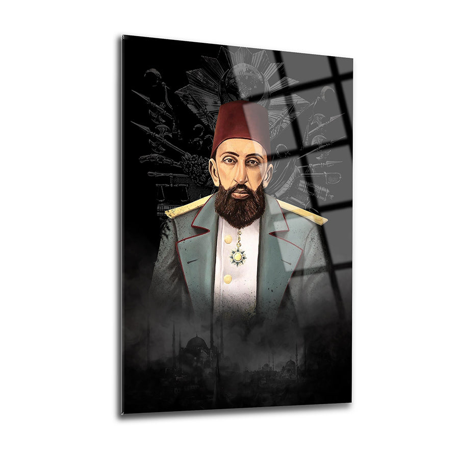 Abdülhamit Han 2 Cam Tablo: UV baskı ile tasarlanmış şık cam tablo, 4mm kalınlık, yüksek kaliteli ve dayanıklı.