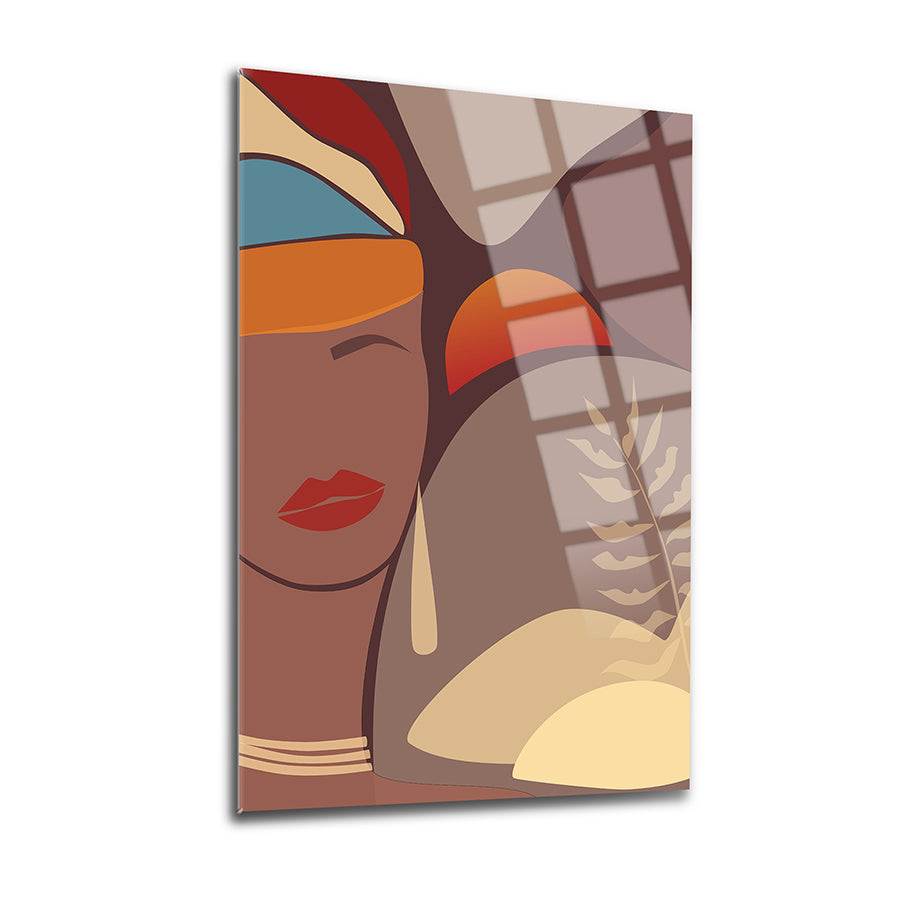 Afrikalı kadın temalı 3'lü set cam tablo, modern tasarım, UV baskı, yüksek kaliteli cam, şık dekorasyon