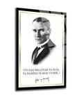 Atatürk 61 cam tablo, siyah-beyaz baskılı, kaliteli cam malzeme, modern tasarım, özel koruma ile gönderim