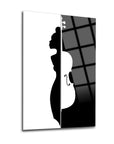 Elegant black and white art featuring the silhouette of a woman with a violin, perfect for modern decor.