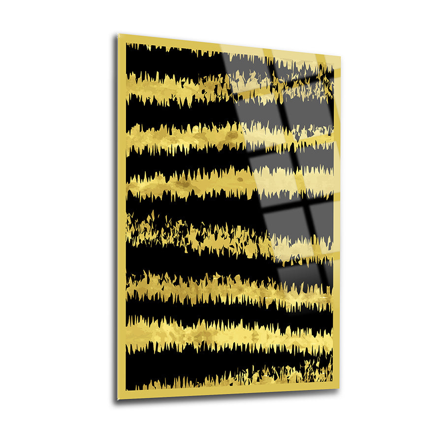 Altın Dalgalar 3'lü Set Cam Tablo, modern şık tasarımla zarif ev dekoru için ideal.