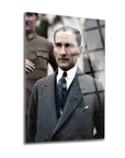 Atatürk 24 Cam Tablo - yüksek kaliteli UV baskı ile özel tasarlanmış, 4 mm kalınlığında dayanıklı cam.