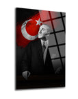 Atatürk 11 Cam Tablo, yüksek kaliteli UV baskı ile yapılan modern cam tablo, şık iç mekan dekorasyonu.