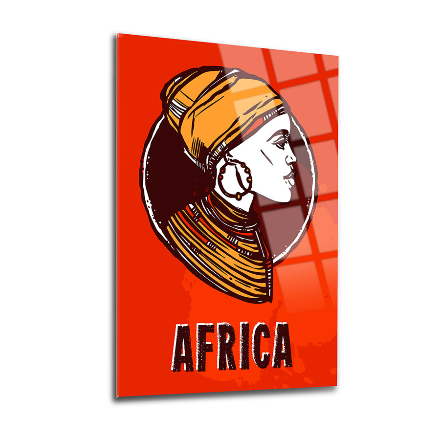 Afrika yaşamını simgeleyen, renkli cam tablo. Şık ve modern tasarım, ev dekorasyonu için idealdir.