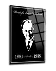 Atatürk 12 Cam Tablo, şık ve modern tasarımlı cam tablo, 1881-1938 tarihleriyle özel UV baskı.