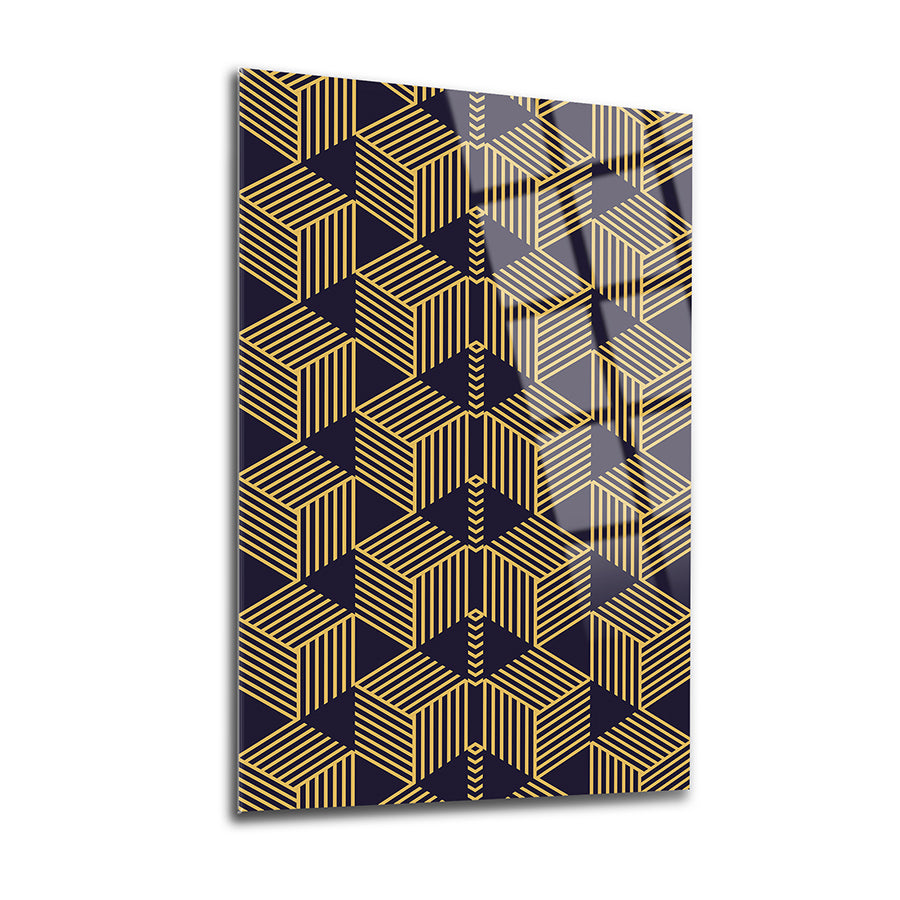 Geometrik desenli SRD Concept 3'lü set cam tablo, modern dekor için şık ve dayanıklı tasarım.