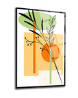 Modern 3-piece flower branch glass wall art with vibrant colors and unique design from SRD Concept.