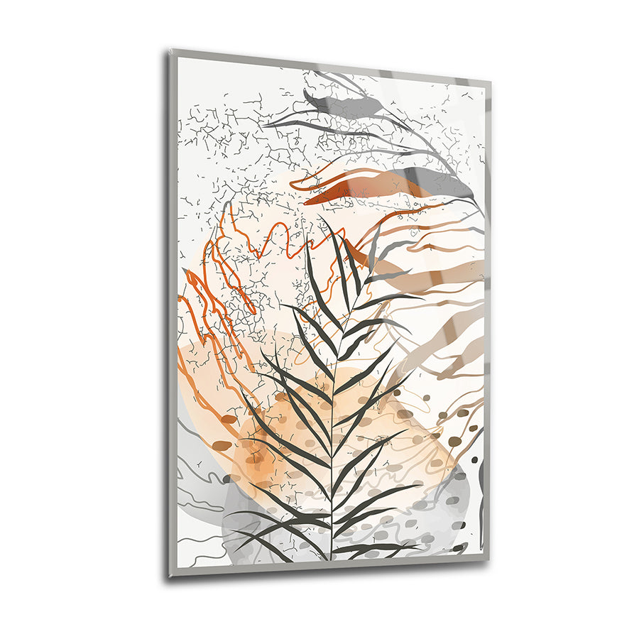 Çatlayan Yapraklar cam tablo, 3'lü set, modern tasarım, UV baskı, yüksek kaliteli temperli cam.
