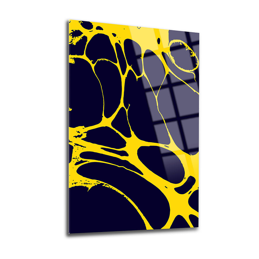 Sarı Damlalar cam tablo, üçlü set. Yüksek kaliteli UV baskı ile özel tasarım.