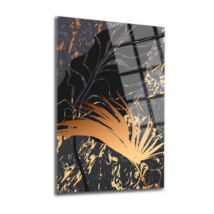 Kahve Yapraklar 3'lü Set Cam Tablo, modern UV baskı ile tasarlanmış şık ve dayanıklı cam dekor.