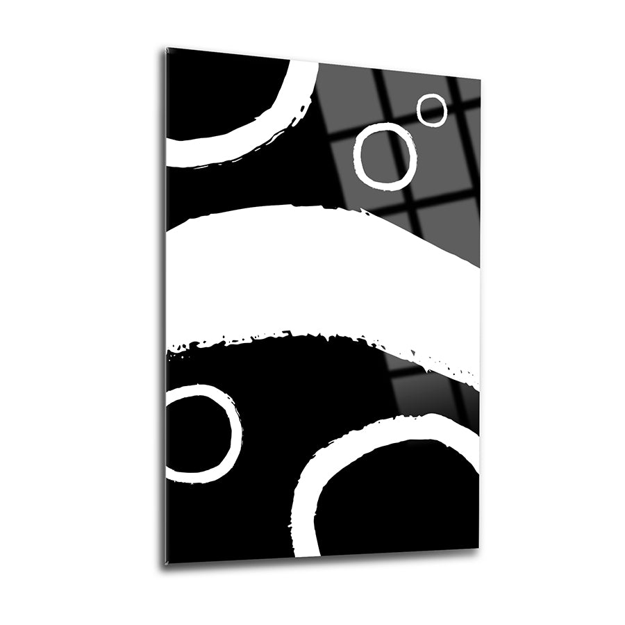Soyut Desen-1 cam tablo, 3'lü set, siyah-beyaz modern tasarım, UV baskı, kırılma dayanımı yüksek.