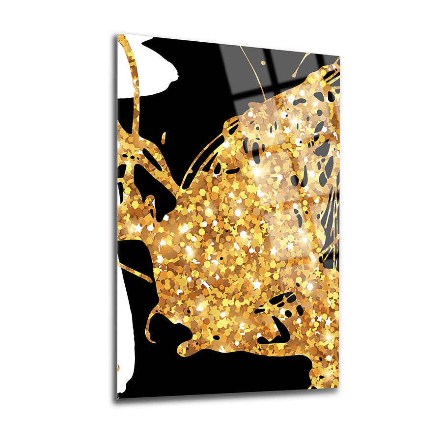 Altın Akış 3'lü Set Cam Tablo, UV baskı ile tasarlanmış, yüksek kaliteli camdan yapılmış şık sanat eseri.