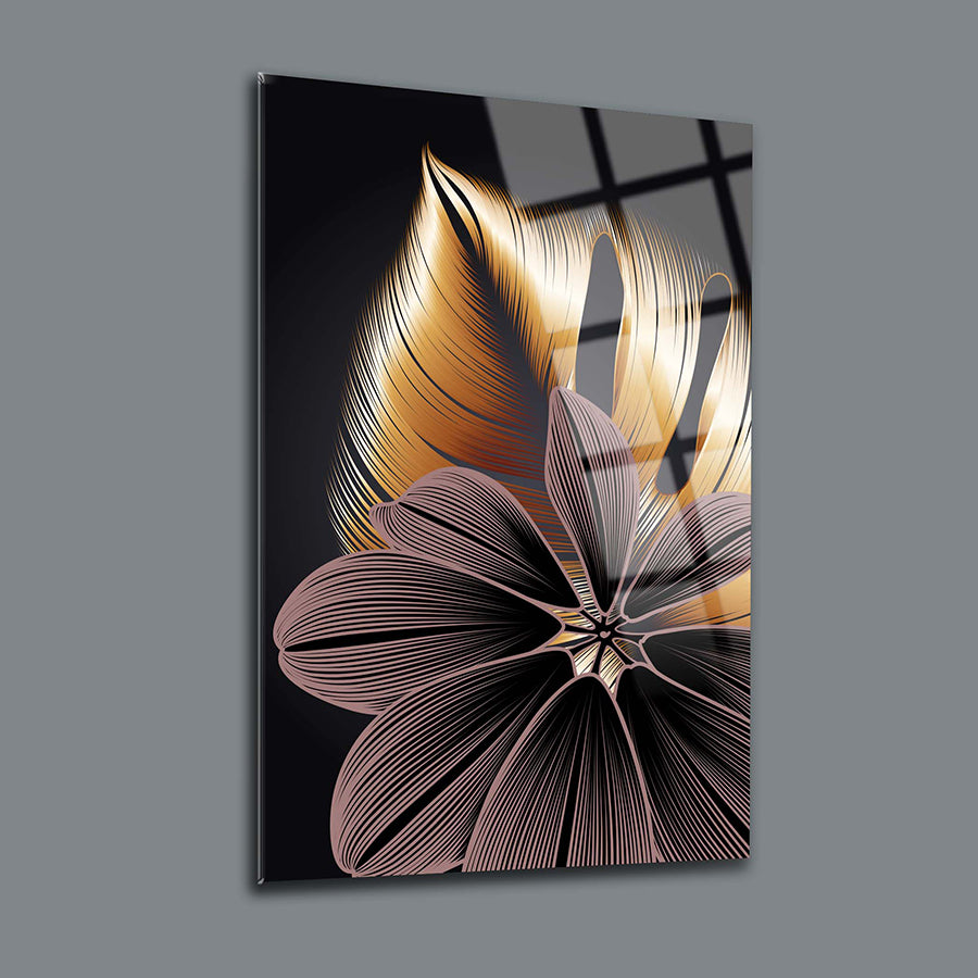 Altın Yapraklar 3'lü Set Cam Tablo, şık ve dayanıklı tasarım, özel UV baskı ile sunulmuş modern dekorasyon.