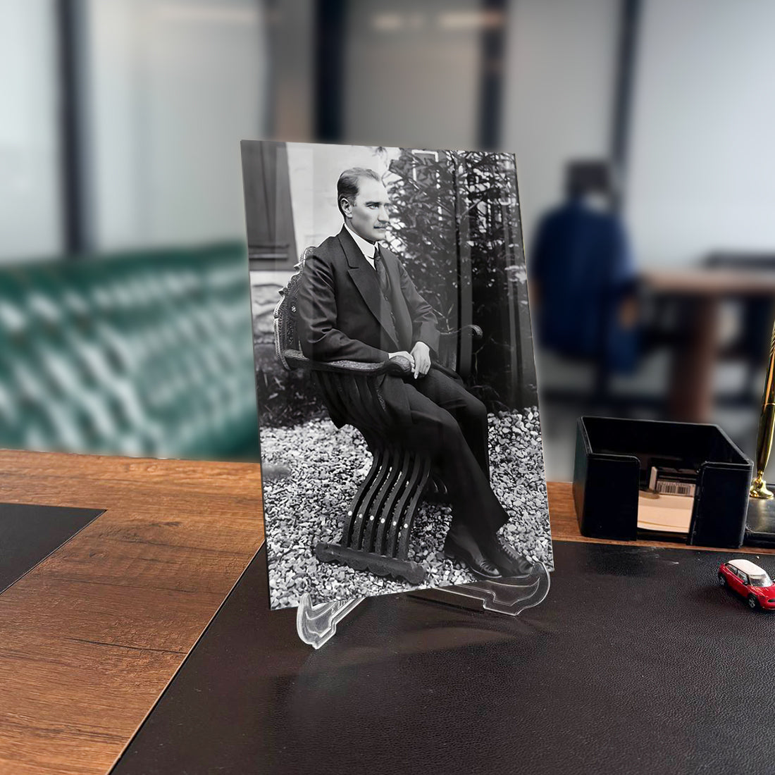 Atatürk 191 Cam Tablo, şık ofis dekoru, yüksek kaliteli temperlenmiş cam, UV baskılı özel tasarım