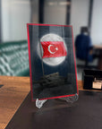Dolunayda Türk Bayrağı Cam Tablo