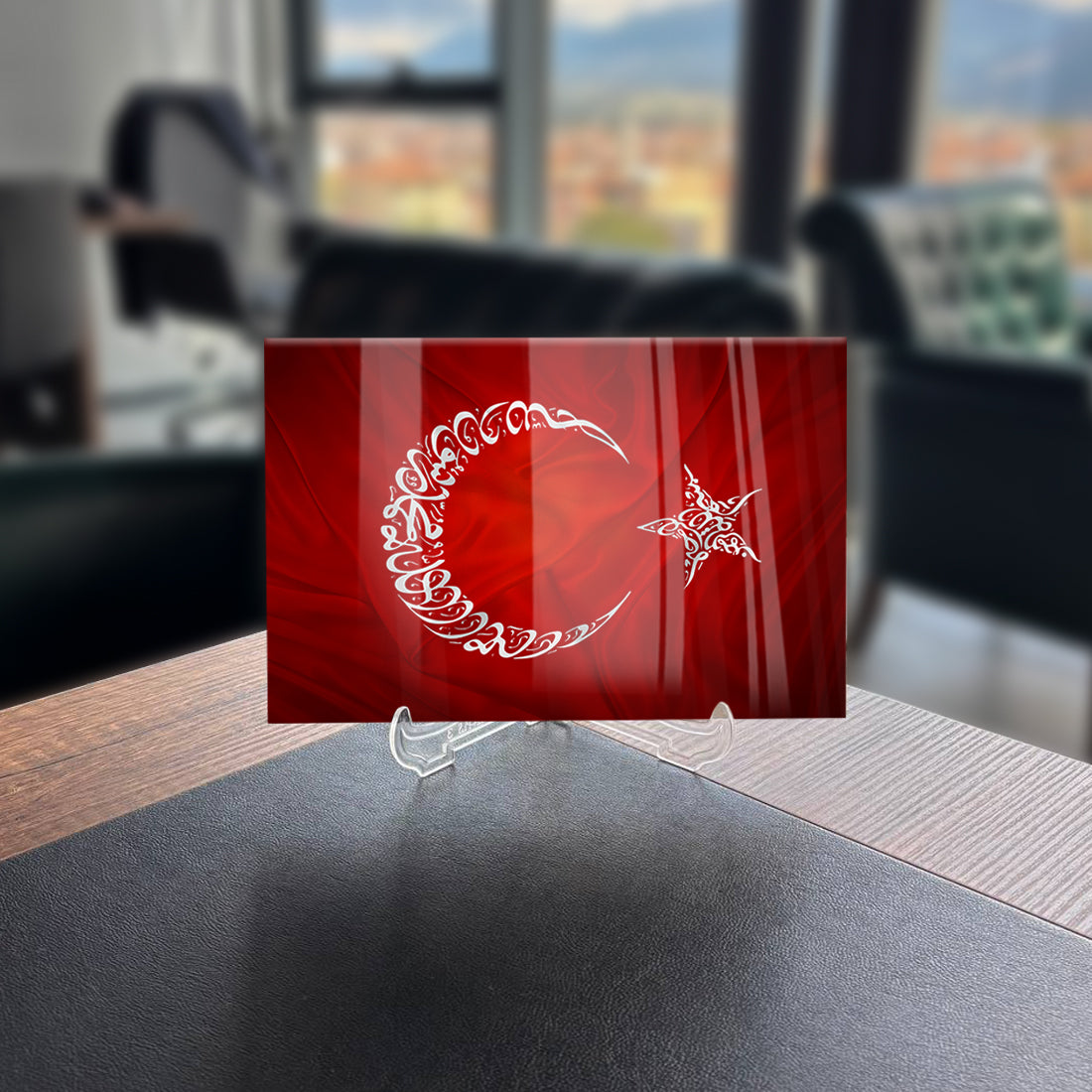 Türk Bayrağı 15 Cam Tablo, şık ve dayanıklı UV baskı ile özel tasarım cam dekor.