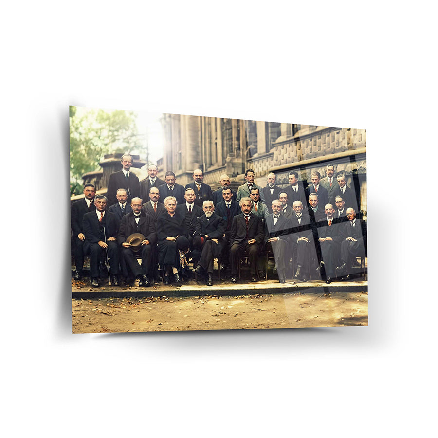 Solvay Konferansı Bilim Adamları Cam Tablo