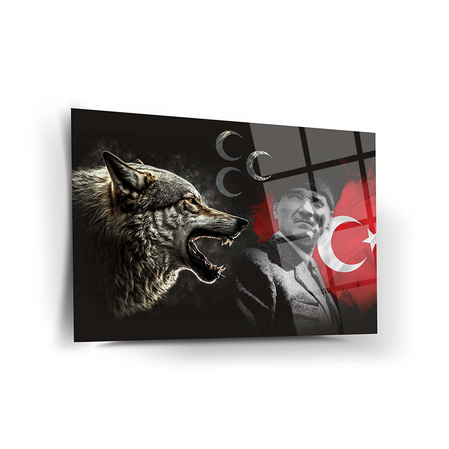 Bozkurt Üç Hilal Atatürk 2 Cam Tablo