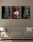 Atatürk 3'lü Set 9 Cam Tablo