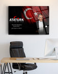 Atatürk 201 Cam Tablo with Turkish flag design, high-quality glass wall art for home decor.