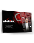 Atatürk 201 Cam Tablo, özel tasarım UV baskı ile yapılmış cam tablo, yüksek kaliteli ve dayanıklı.