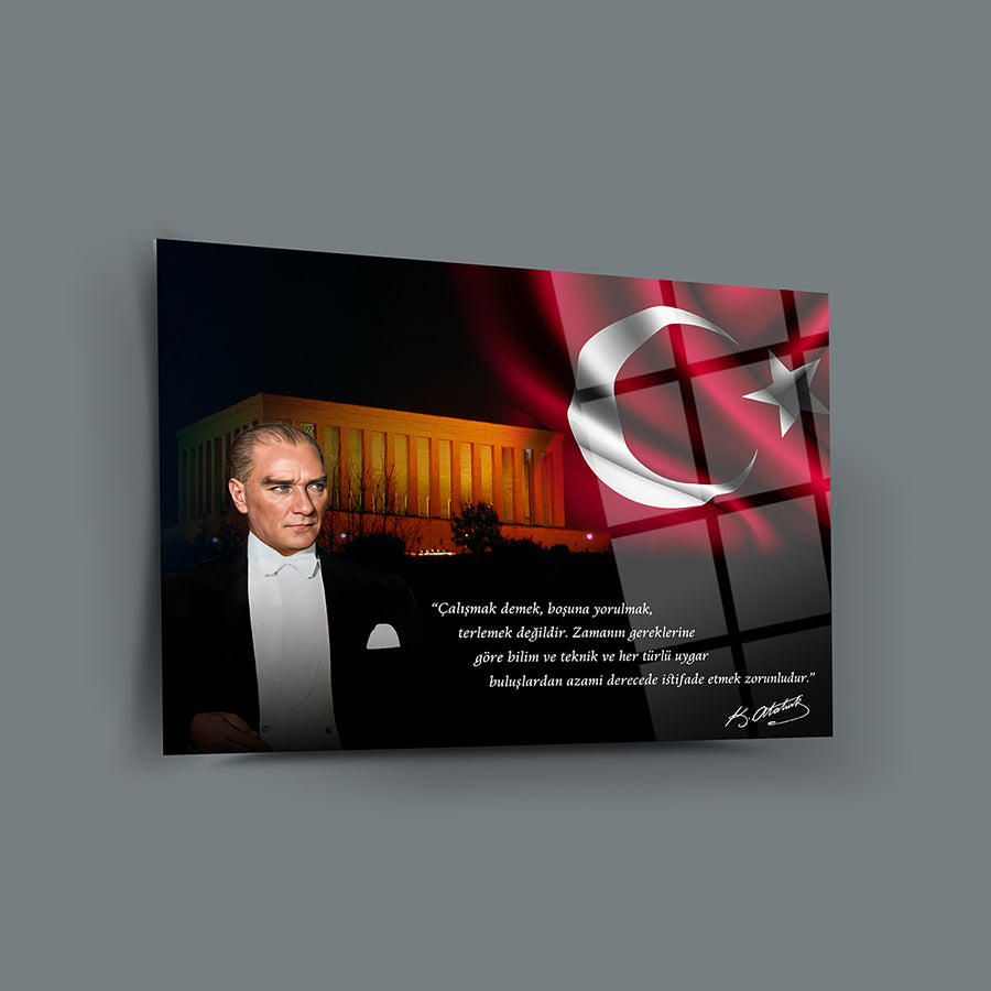 Atatürk 204 Cam Tablo, yüksek kaliteli cam tablo, özel tasarım, temper işlemi, UV baskı