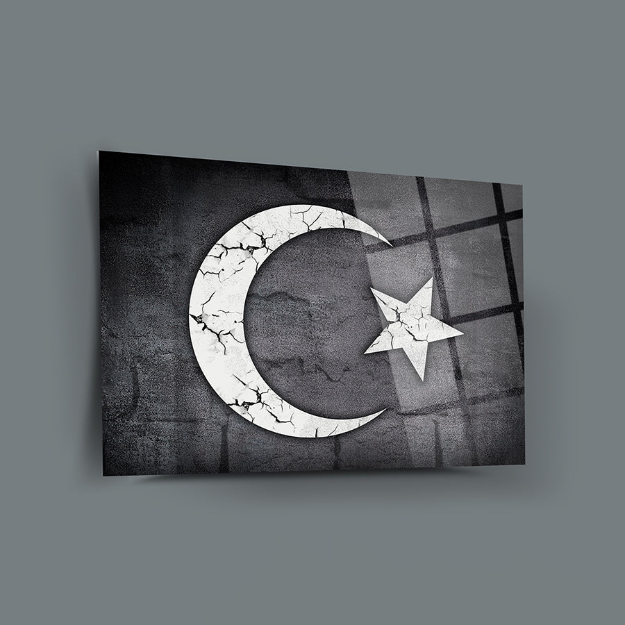 Türk Bayrağı 19 Cam Tablo, özel tasarım UV baskılı cam tablo, yüksek kaliteli temper cam.