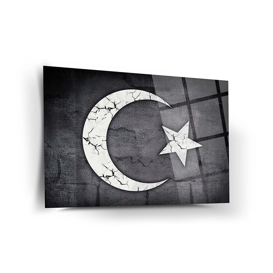 Türk Bayrağı 19 Cam Tablo, yüksek kaliteli UV baskılı cam tablo iç mekan dekoru.