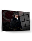 Atatürk 255 Cam Tablo - SRD Concept yüksek kaliteli cam tabloda Atatürk portresi ve alıntısı.