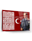 Atatürk 257 Cam Tablo - Mustaafa Kemal Atatürk baskılı duvar dekoru, kırılmaya dayanıklı cam ile yapılmıştır.