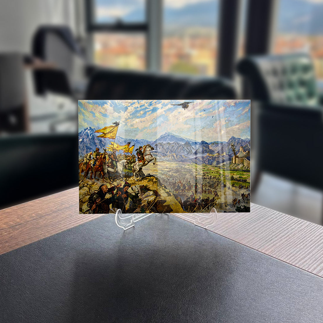 Mete Han Çin Seddi Hücumu Cam Tablo