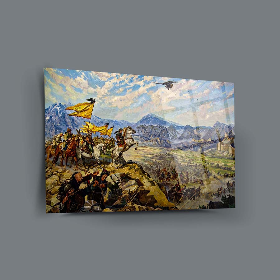 Mete Han Çin Seddi Hücumu Cam Tablo