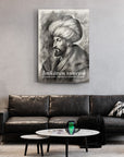 Fatih Sultan Mehmet Karakalem Cam Tablo