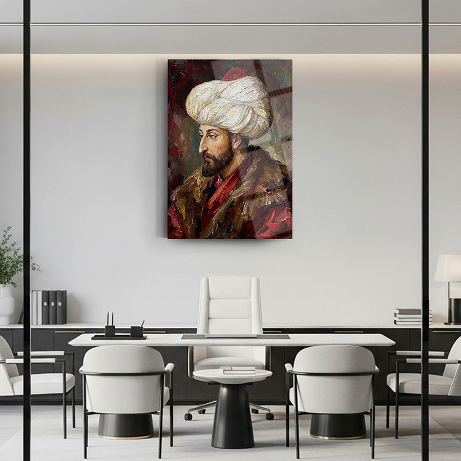 Fatih Sultan Mehmet Yağlıboya Cam Tablo