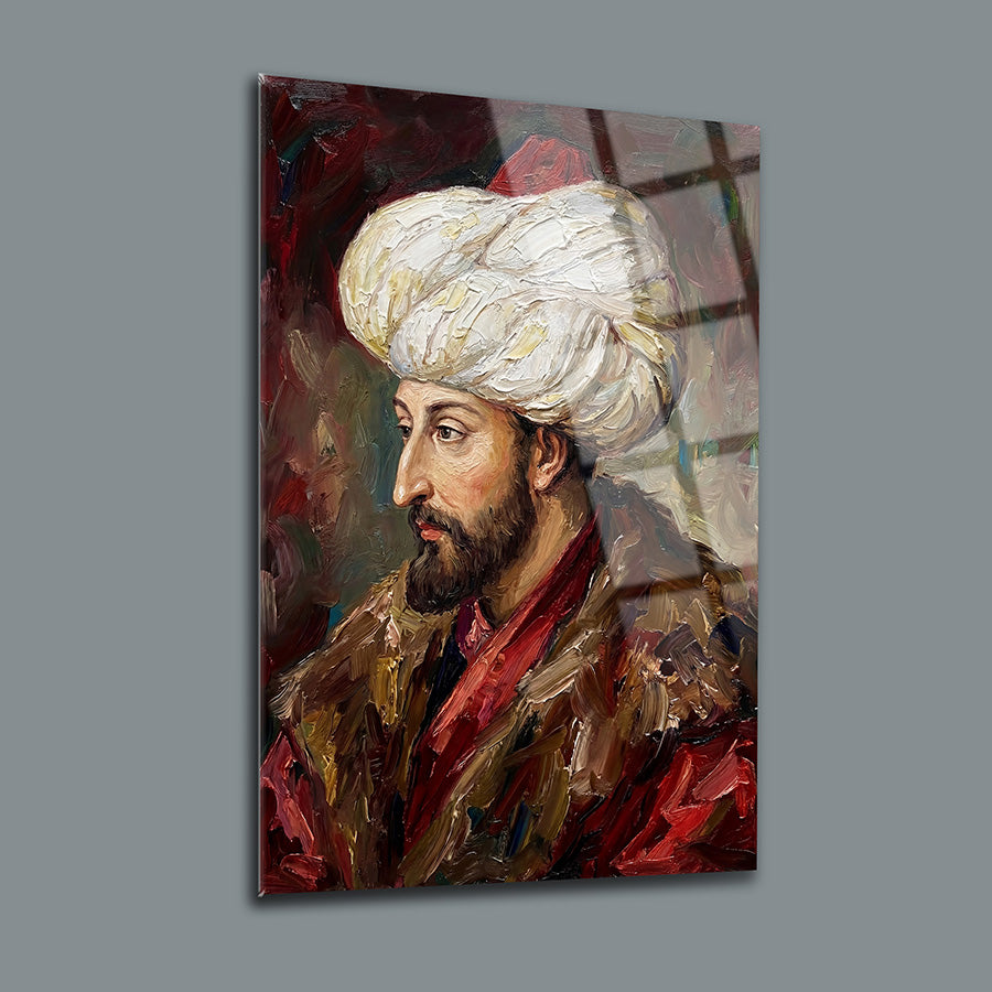 Fatih Sultan Mehmet Yağlıboya Cam Tablo
